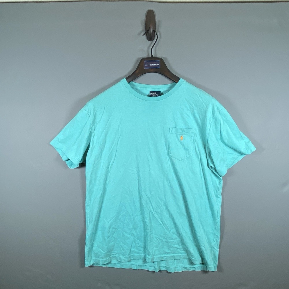 VTG Polo Ralph Lauren Shirt Mens L Teal Green Short Sleeve Pocket‎ Tee Crewneck